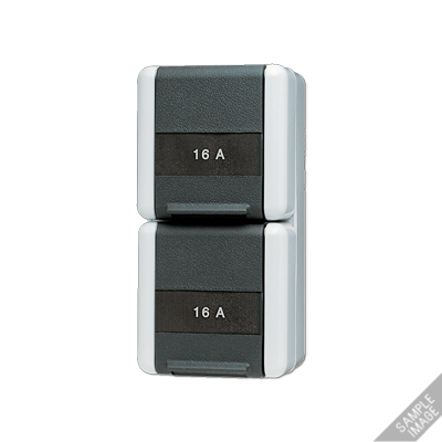 Двойная горизонтальная SCHUKO розетка IP44 16A 250V~ , 8220KINAW