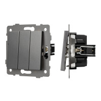 049898 - Механизм выключателя трехклавишный непроходной SWT-MK03-PL-GR-V (250V, 10A) (Arlight, -)