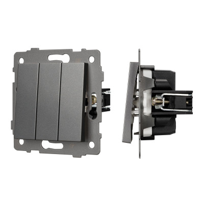 049898 - Механизм выключателя трехклавишный непроходной SWT-MK03-PL-GR-V (250V, 10A) (Arlight, -)