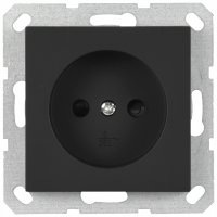 Розетка без заземления с защитными шторками 16A 250V~ 2P, цвет черный матовый (soft touch), G5503PB, Jasmart Electric Розетка без заземления с защитными шторками 16A 250V~ 2P, цвет черный матовый (soft touch), G5503PB, Jasmart Electric