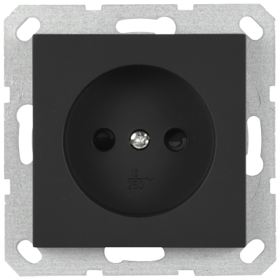 Розетка без заземления с защитными шторками 16A 250V~ 2P, цвет черный матовый (soft touch), G5503PB, Jasmart Electric
