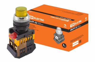 Кнопка ABLFP-22 желтый d22мм неон/230В 1з+1р TDM Electric, SQ0704-0031