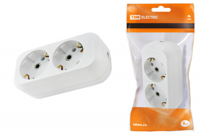 Колодка розеточная 2 гнезда 2П+З 16А 250В белая TDM Electric, SQ1806-0015