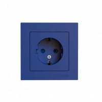 ATN001144 - ATLASDESIGN РОЗЕТКА с заземлением со шторками, 16А, в сборе, АКВАМАРИН, Systeme Electric