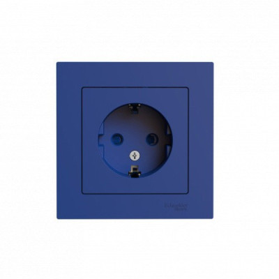 ATN001144 - ATLASDESIGN РОЗЕТКА с заземлением со шторками, 16А, в сборе, АКВАМАРИН, Systeme Electric