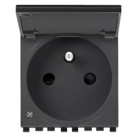 Vimar Розетка 2P+T 10/16A французский стандарт с крышкой, серая, 20212.C