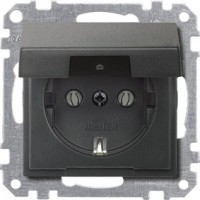 MTN2311-0414 - Schneider Electric Merten SM Антрацит Розетка с/з с крышкой безвинт. зажим, Schneider Electric