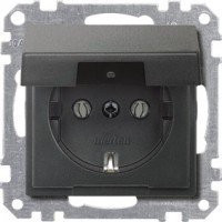 MTN2311-0414 - Schneider Electric Merten SM Антрацит Розетка с/з с крышкой безвинт. зажим, Schneider Electric