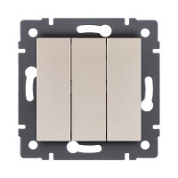 Выключатель 3-клавишный 10А/250В, золотой Kollinger REA-S-012GD для Aspekt, Eleganz, Reflex Выключатель 3-клавишный 10А/250В, золотой Kollinger REA-S-012GD для Aspekt, Eleganz, Reflex