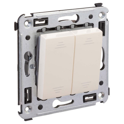 4405104 - ДКС Выключатель двухклавишный в стену, "Avanti", "Ванильная дымка"