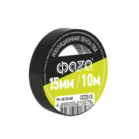 Изолента ПВХ ФАZА 15мм * 10м черная, 5013278 Изолента ПВХ ФАZА 15мм * 10м черная, 5013278