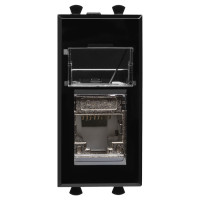 4402361 - ДКС Компьютерная розетка RJ-45 модульная, кат.5е экранированная, "Avanti","Черный квадрат", 1 модуль