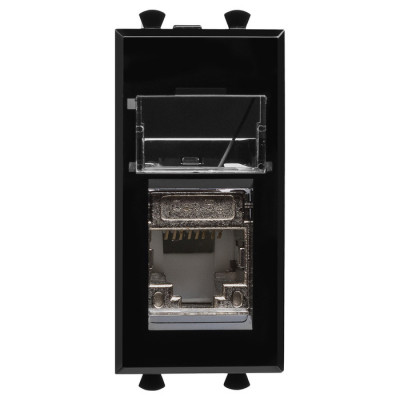 4402361 - ДКС Компьютерная розетка RJ-45 модульная, кат.5е экранированная, "Avanti","Черный квадрат", 1 модуль