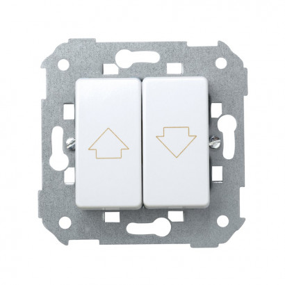Simon 27396-65 S27 Выключатель для управления жалюзи (кнопки без блокировки) 10А 250В~, бел.