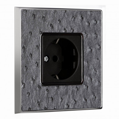 Fede Розетка 2к+з, цвет черный - Alienasilver + Bright Chrome, серия Belle Epoque Tapestry