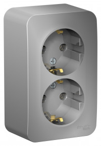 BLANCA О/У РОЗЕТКА двойная с заземл. без шторок, изолирующая пластина,16А, 250В, АЛЮМИНИЙ BLANCA О/У РОЗЕТКА двойная с заземл. без шторок, изолирующая пластина,16А, 250В, АЛЮМИНИЙ