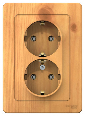 BLANCA С/У РОЗЕТКА двойная с заземлением без шторок, 16А, 250В, ЯСЕНЬ