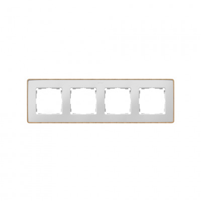 Simon S82Detail Рамка 4-ная, белая, основание дерево, 8201640-270