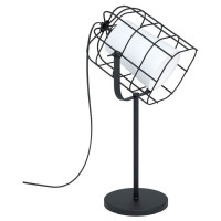 43421 Наст. лампа BITTAMS, 1х10W (E27), L275, B260, H570, осн.?195 сталь, черный/текстиль, белый