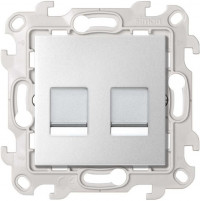 Simon Розетка для передачи данных 2xRJ45 Cat.6 UTP цвета алюминий S24 Harmonie, 2410600-033 Simon Розетка для передачи данных 2xRJ45 Cat.6 UTP цвета алюминий S24 Harmonie, 2410600-033