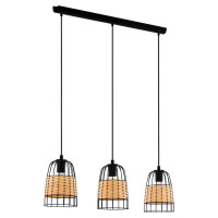 43313 Подвес ANWICK, 3x40W(E27), сталь, черный/ротанг, натуральный