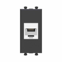 DKC Телефонная розетка RJ-12 без шторки модульная, "Avanti", "Черный матовый", 1 модуль