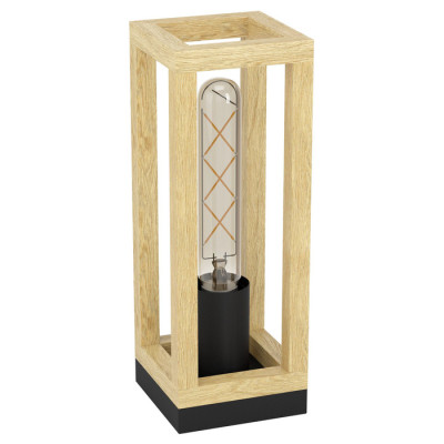 43746 Настольная лампа NAFFERTON, 1х40W, E27, L100, B100, H280, сталь, черный/дерево, коричневый