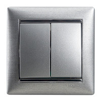 Legrand Выключатель двухклавишный - Legrand Valena - 10А 250В схема 5 безвинтовые зажимы - алюминий, 770105