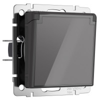 Werkel W1171244/ Розетка влагозащ. с зазем. с защит. крышкой и шторками (графит акрил), a064092