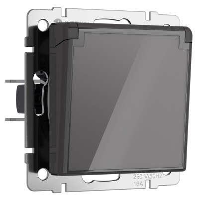 Werkel W1171244/ Розетка влагозащ. с зазем. с защит. крышкой и шторками (графит акрил), a064092