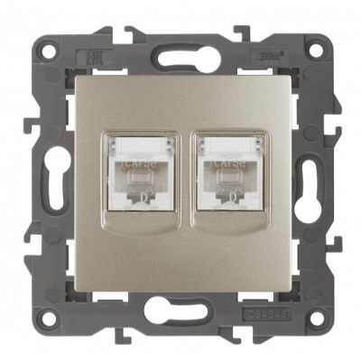 ЭРА 14-3108-04 Elegance Шампань Розетка комп 2xRJ45