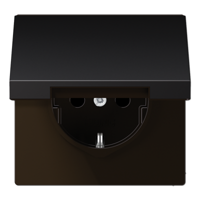 Штепсельная розетка SCHUKO 16А / 250В с подпружиненной откидной крышкой, пружинные зажимы, возможно IP44; металл; dark; Aluminium, AL1520KLD