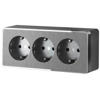 Werkel W5073104/ Розетка тройная с заземлением и шторками Gallant (графит рифленый), a052595