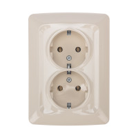 DEA Розетка 2-ая керамика с/з с/у 16А Беж KRANZ (1/10/100) , KR-78-0250