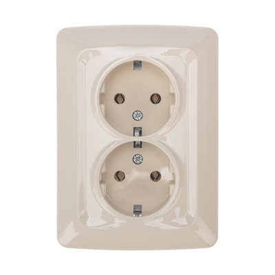 DEA Розетка 2-ая керамика с/з с/у 16А Беж KRANZ (1/10/100) , KR-78-0250
