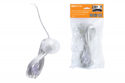 Шнур с ножным выключателем и плоской вилкой ШУН01В ШВВП 2х0,75мм2 3,5м. прозрачный TDM Electric, SQ1305-0064