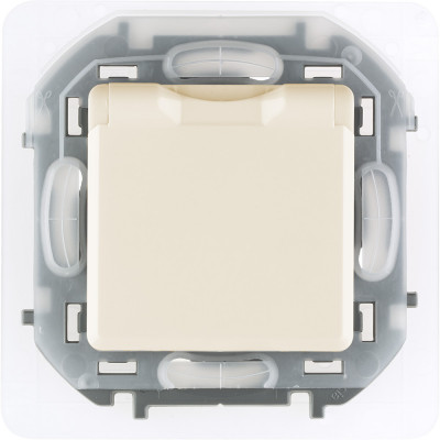 Legrand Розетка с заземлением IP44 - Legrand Inspiria - со шторками с защитной крышкой 16А 250В винтовые зажимы - слоновая кость, 673741