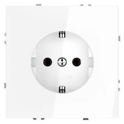 Розетка встраиваемая VOLTUM S70 с заземлением 16А, (белый глянцевый), VLS040101