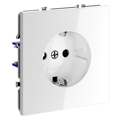 Розетка встраиваемая VOLTUM S70 с заземлением 16А, (белый глянцевый), VLS040101