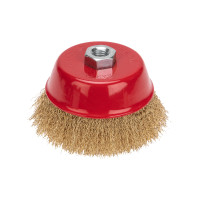 Щетка чашечная для УШМ, витая латунированная проволока, 125мм, М14 KRANZ, KR-91-1210