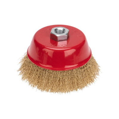 Щетка чашечная для УШМ, витая латунированная проволока, 125мм, М14 KRANZ, KR-91-1210