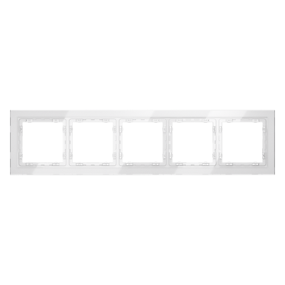 Рамка стеклянная VOLTUM S70 на 5 постов, (белый, стекло), VLS110501