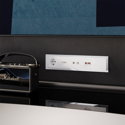 Рамка стеклянная VOLTUM S70 на 5 постов, (белый, стекло), VLS110501