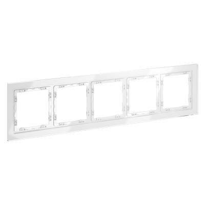 Рамка стеклянная VOLTUM S70 на 5 постов, (белый, стекло), VLS110501