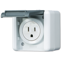 USA-стандарт NEMA, 2 полюса + заземление, 15А 125V~; для накладного монтажа, 821-15USW