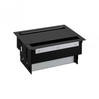 Simon 400 Двухсторонний врезной x8 розеточный блок, щетка, 6x2P+E, 4xUSB з/у, черный,, 46423000-138