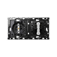 Simon 10010204-039 Кит 2 поста, мех-мы. 1 розетка Schuko + 2 переключателя (проходные) + суппорт S100