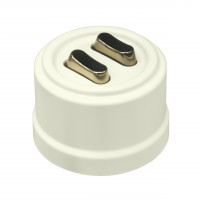 Bironi Кнопка (двухклавишная), пластик, цвет Слоновая кость, Бронза, B1-222-211-B-PB