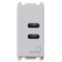 Vimar Зарядное устройство с разъемом USB C+C 5V 3A, на 1 модуль, серебро, 14292.CC.SL