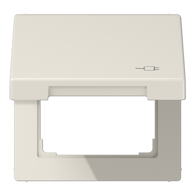 Рамка с подпружиненной крышкой для механизмов 50*50, с символом "Вилка", LS990BFKLSOC